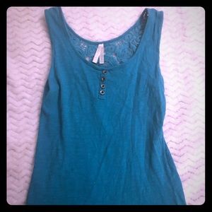 Blue tank top with cutout back